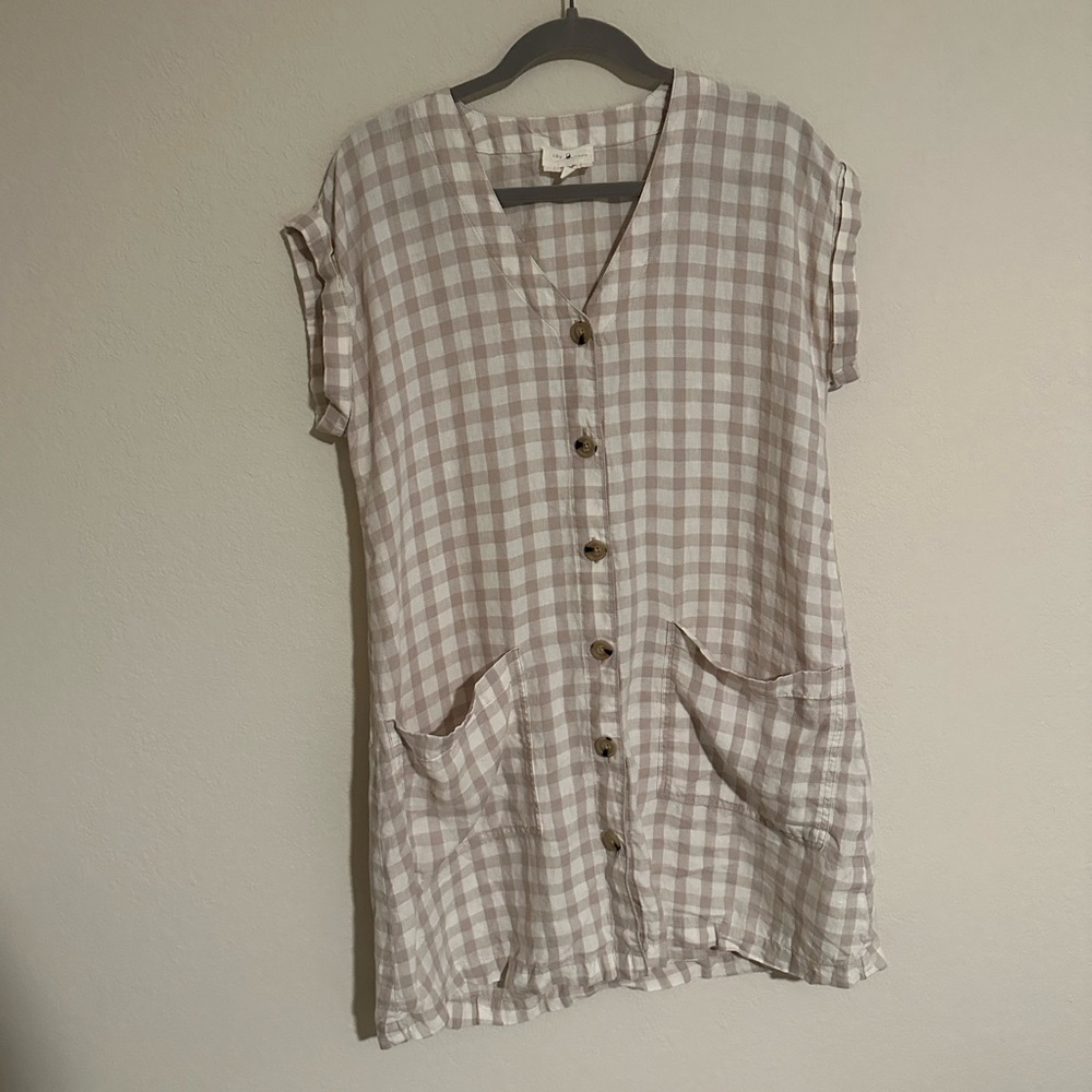 Lou & Grey - 100% Linen Gingham Dress